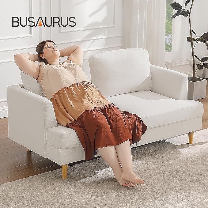 Loveseat Sofa 56 Small Couches for Small Spaces Love Seat with 2-Seat Upholstered Cushion Mid Century Modern Sofa Couches for Living Room Deep Couch for Bedroom Apartment Beige