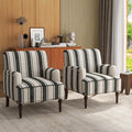 UIXE Stripe Accent Chairs Set of 2 Living Room Arm Chair Modern Nailhead Trim Club Armchair Comfy Upholstered Sofa Lounge Seat Reading Seat Bedroom Side Seating for Home Office Black