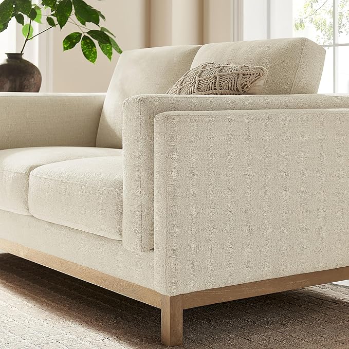 Modway Roscoe 63 Inch Fabric Loveseat in Ivory - Comfortable Upholstered 2 Seater Couch for Living Room Apartment or Office Seating