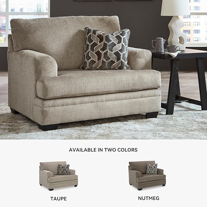 Signature Design by Ashley Stonemeade Casual Upholstered Oversized Chair with 1 Toss Pillow Light Brown
