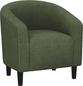 Yaheetech Accent Barrel Chair Corduroy Fabric Club Chair Furry Sherpa Elegant Armchair with Cozy Soft Padded Suitable for Living Room Bedroom Reception Room Office Dark Green