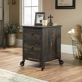 Retro Mobile File Cabinet with Wheel 2 Drawers Rolling Filing Cabinet Wood Printer Stand Office Pedestal Files for Home Office A4 Letter-Size Documents