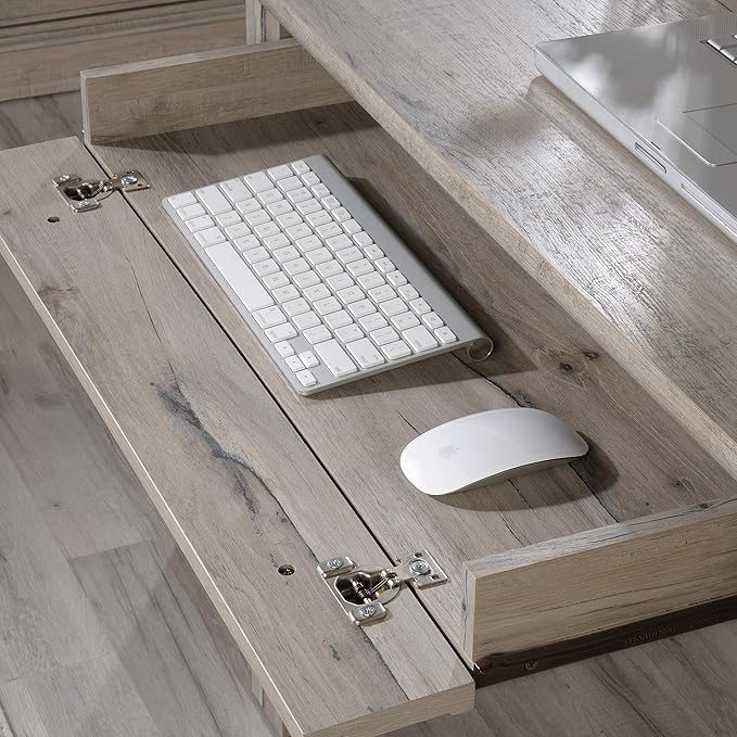 Sauder Palladia Computer Desk with Drawers Home Office Desk with File Cabinet Storage Drawer Cable Management Keyboard Tray in Split Oak Finish