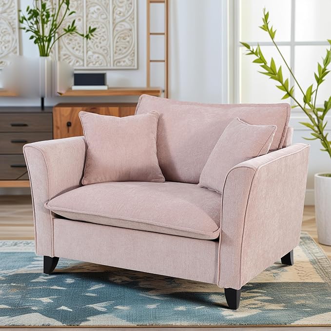 ERYE Living Room Accent Chair Modern Chenille Upholstered Wider Seat Cushion Leisure Armchair W/2 Pillows and Removable Cover for Home ApartmentBedroomOffice