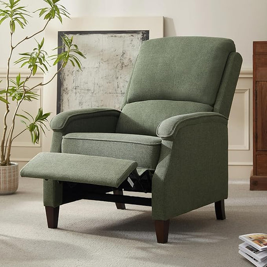 VKNOW Recliner Chair Fabric Recliner with Soft Armrest Home Theater Seating with Adjustable Push Back and Lumbar Support Single Sofa for Adults Lounge Chair for Living Room Bedroom（Green）