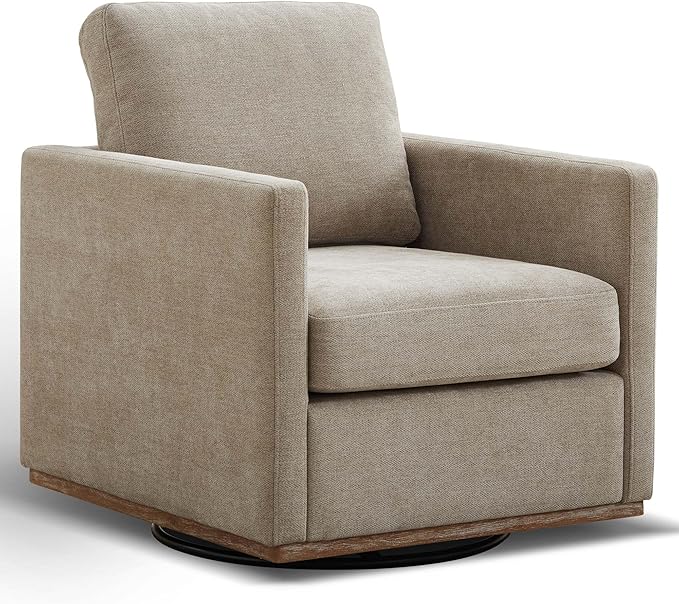 Aoiy &amp Wifon 30.7 W Swivel Accent Chair Mid Century Modern Swivel Chair for Living Room Comfy Small Accent Chair Wavy Chenille Taupe