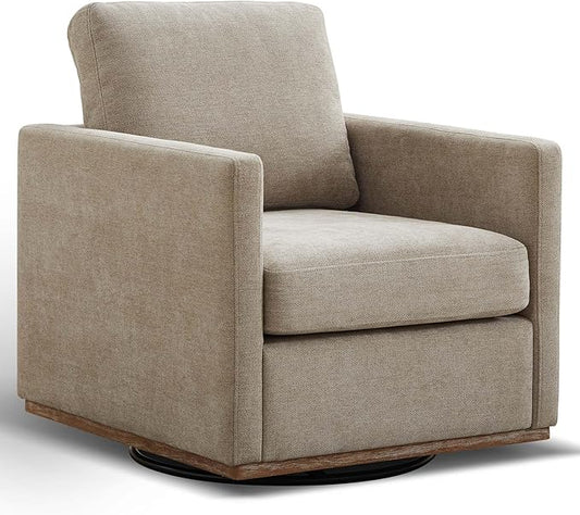 Aoiy &amp Wifon 30.7 W Swivel Accent Chair Mid Century Modern Swivel Chair for Living Room Comfy Small Accent Chair Wavy Chenille Taupe