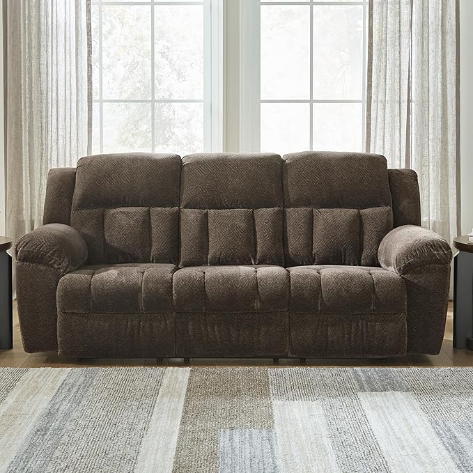 Signature Design by Ashley Frohn Modern Manual Reclining Sofa Dark Brown