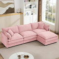 102 L-Shaped Sofa for Living RoomModular Sectional Cloud Sofa Couch with OttomanModern Chenille 3 Seater Sofas with Deep SeatSmall L Shaped Couches for Bedroom (Pink 102)