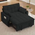Folding Sofa Bed 3 in 1 Love Seat Couches Convertible Sleeper Chair with Storage Adjustable Backrest Pull Out Living Room Sofas Couch for Small Space Bedroom and Reading (Black)