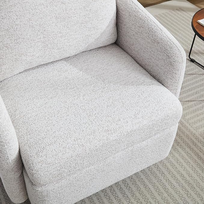 31.5 W Swivel Accent Chair and Comfy Round Accent Single Sofa Chair 360 Degree Club Chair Lounge Armchair for Living RoomBedroom.Nursery.Beige Chenille