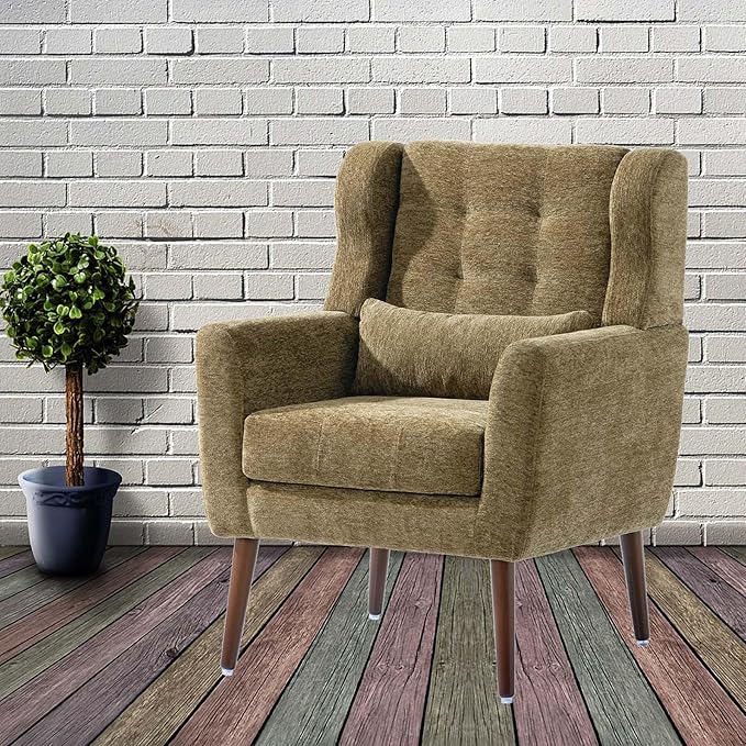Modern Accent Chair&ampWingback Chair&ampLiving Room Chairs ComfySmall Arm Chair&ampClub Chair&ampSide Chairs for Living RoomSingle Chairs Living Room with Waist Pillow for Small SpaceOffice (O