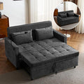 Anwick Modern 56.9 Convertible Sleeper Sofa Bed 3 in 1 Comfy Velvet Loveseat Sleeper Chair BedAdjustable BackrestTwo USB Ports and Phone HolderPull Out CouchLoveseatSectional Sofa Bed (Black)