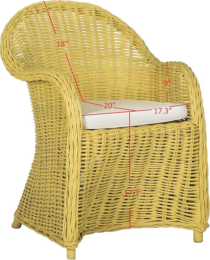 SAFAVIEH Home Collection Callista Yellow Wicker Club Chair