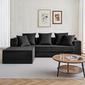 YINIX 106 Modular Sectional Sofa Modern Cloud Couch with L-Shape Chaise Upholstered Boneless Couches with Deep Seat Comfy Corduroy Sofa for Living Room Bedroom No Assembly (Black)