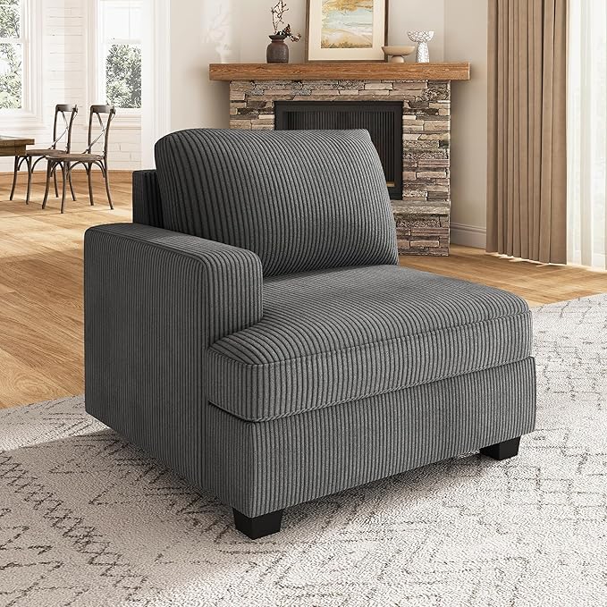 Nolany Left Armrest for Modular Sectional Couch Customizable Left Armrest for Sectional Sofa Dark Grey