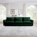Oversized Modular Sectional Sofa 122 Inch Corduroy Deep Seat Upholstered Sofa 3 Seater Comfy Cloud Couch with Waist Pillow for Living Apartment Green