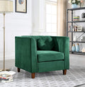 Arvilla Velvet Chair with Bolster Pillows Soft Upholstery Mid Century Modern Design Chesterfield-Inspired Accent Armchair for Living Rooms Pine Green