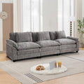 URRED Modular Sectional Sofa Comfy Cloud Couch Modern Chenille Sofa Sleeper Deep Seat Couches with Ottoman/Pillows for Living Room (Gray 117'')