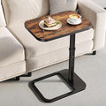 Adjustable Height TV Tray Table with Bumper Rounded Corner Design &amp Flip-top Side Table for Bedroom Living Room Bathroom and Study End Table for Eating Dinner or Laptop Brown