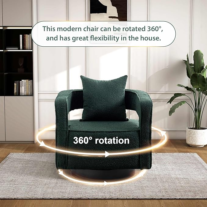 Aoiy &amp Wifon 28.95 W Swivel Accent Chairs for Living Room 360 Degree Swivel Barrel Chair Living Room Accent Chair Boucle Green 2PACK