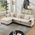 108 L Shaped Modular Sectional Cloud Couch with Ottoman 3 Seats Modern Sofas with Charger USB &amp Type-c Port with Deep Seat for Living Room Bedroom and Apartment White