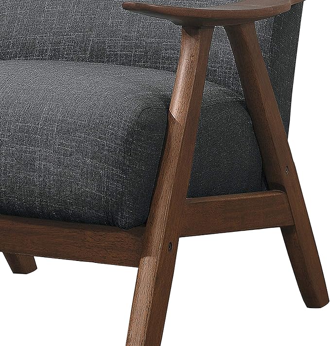 Benjara Fabric Upholstered Accent Chair with Curved Armrests Gray