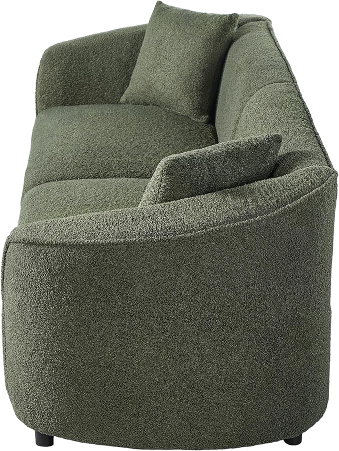 Christopher Knight Home Sabbo 87.50 Boucle Upholstered Couch Oversized 2 Seater Sofa Curved Soft Seating Lounge Sofa Chair Cozy Loveseat with Armrest Reading Sofa for Living Room Home Rest Green