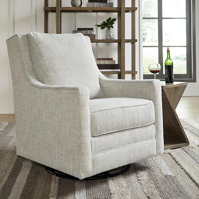 Signature Design by Ashley Kambria Casual Upholstered Swivel Glider Accent Chair Gray