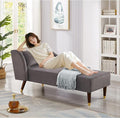 58 Modern Velvet Sofa Chaise with Tilted Backrest Comfortable Luxurious Lounge Chair with Curved Armrests Stylish Sofa Couch with Solid Wood Legs for Study Room Apartment Bedroom Living Room Grey
