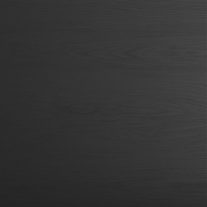 Martha Stewart Beckett Modern Trestle Desk with Open Side Shelving in Black Wood Grain Finish