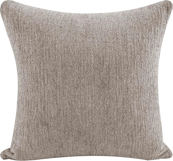 Lexicon 83.5 Chenille Upholstered Sofa Modern 3-Seater Couch with Track Arms Reversible Cushions Removable Cushion Cover Matching Pillows for Living Room/Apartment/Office Easy Assembly Taupe