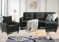 2PCS Sectional Couch Set 3 Seat Sofa and Chair Set with Side Pockets &amp Movable Storage Ottoman Modern Convertible Fabric Corner Lliving Room/Office Sofa Set (3+1Seat/ Black)