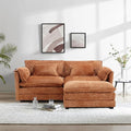 77 L Shaped Modular Sectional Sofa Comfy Upholstery Chenille Cloud Couch Loveseat with Ottoman Modern 3-Seat Deep Seat Sofa with Pillow for Living Room Bedroom Apartment Orange