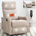 Power Lift Recliner Chair for ElderlyHeat Massage Manual Recliners Chair with RockerChair Recliners for Small SpacesPortable Chair Recliners for Living Room for AdultsEasy AssemblyKhaki