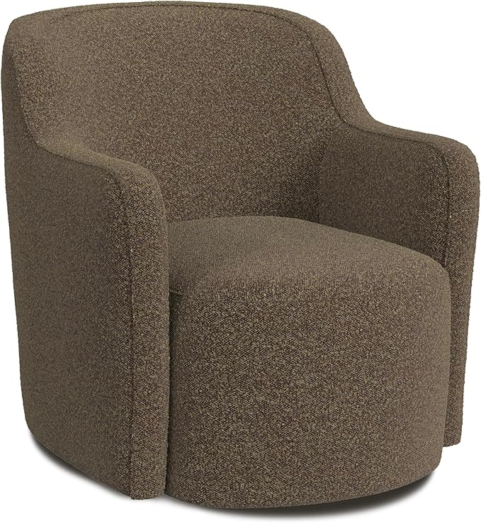 Spatial Order Upholstered 360° Barrel Back Swivel Chair | Accent Chairs for Living Room &amp Bedroom | Decorative Home Furniture Brown Boucle