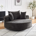 Oversized 360° Swivel Accent Chair for Living Room Modern 55’’ Comfy Chenille Extra Wide &amp Deep Seat Round Barrel Chair with Overstuffed Cushions No Assembly Needed Obsidian Black