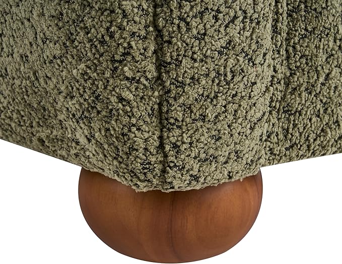 Christopher Knight Home Peysz Modern Accent Chair Boucle Upholstered Armchair with Rounded Wooden Legs Comfortable Single Sofa Soft Cushion Seating Lounge Chair Indoor Olive Green