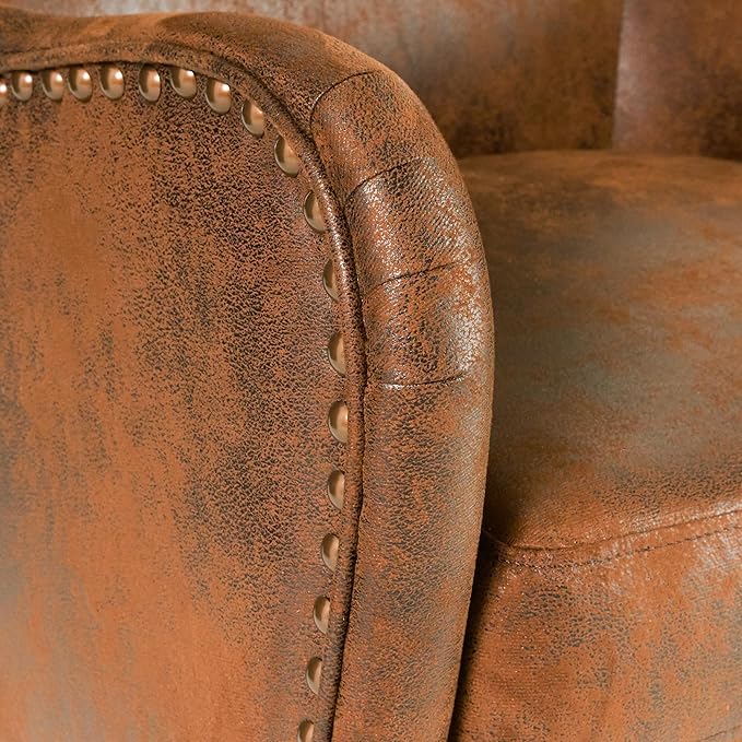 2 Piece Mid-Century Modern Accent Chairs 27 Wide Wingback Club Chair Set of 2 with Nailhead Trim Fabric Reading Living Room Side ChairSingle Armchair Sofa