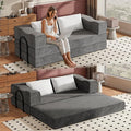 80 King Size Convertible Sofa Bed Sleeper Foldable Futon Couch with Memory Foam &amp 2 Pillows Chenille Fabric Modular Loveseat for Small Spaces Apartment Living Room Studio (Gray 80in)