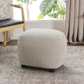 KINWELL Round Boucle Upholstered Ottoman Chair Footstool with Soft Padded Seat Fully Assembled Modern Sofa Couch Footrest Extra Seating for Bedroom Entryway Taupe(18.5 D x 23 W x 16.5 H)