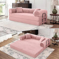 79 Convertible Sofa Bed 5-in-1 Modular Folding Boneless Couch Pull Out Floor Sleeper Cozy Lounger for Living Room or Bedroom Multi-Purpose Foldable Sofa (Pink)