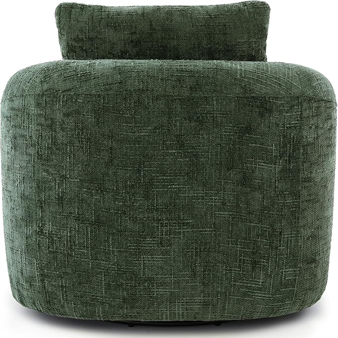 360° Swivel Barrel Accent Chair 36.6 Swivel Round Sofa Chair with Dual-Layer Cushion Design Modern Upholstered Single Sofa for Living Room Bedroom Office and Hotel (Green 121)
