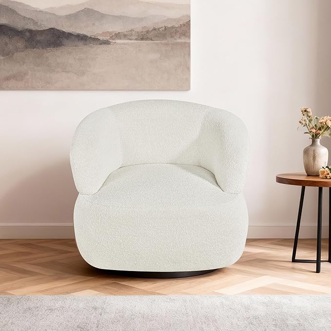 Swivel Accent Chair Modern Living Room Chairs Comfy Barrel Armchair Cozy Side Single Sofa Chair for Bedroom Reading Room Waiting Room Club Fully Assembled (Set of 1 New Beige)