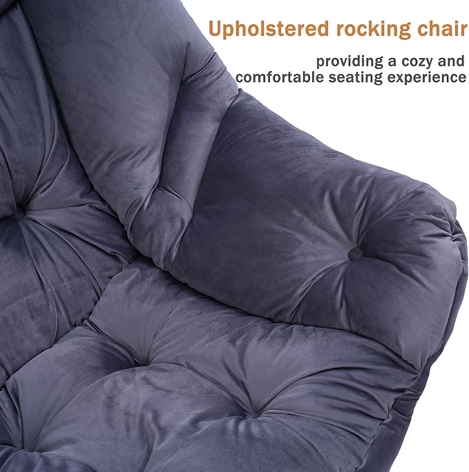 Living Room Chairs with UpholsteredReading Chairs for AdultsModern Accent Chairs for Living RoomLounge Sofa Rocking Chair IndoorSingle Sofa Chair with Armrests &amp Side PocketDark Gray