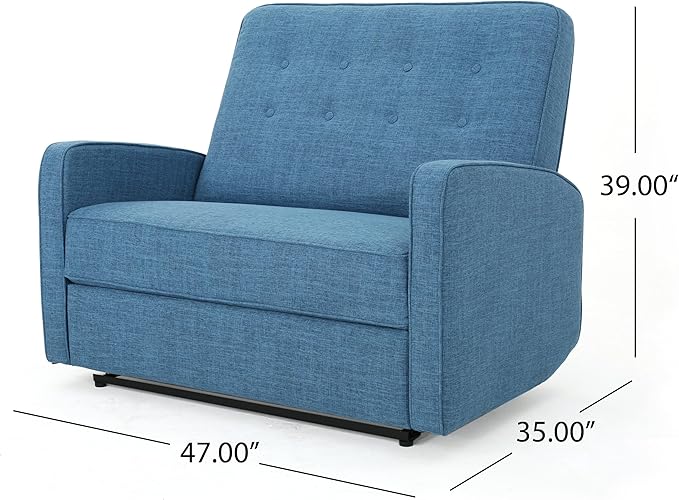 Mid-Century Fabric 47 Wide Rocker Recliner Chair Adjustable Single Recliner Sofa with Thicker Seat Cushion for Living Room Bedroom Apartment (Blue Style2)