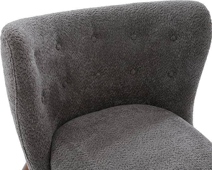 Scott Living Aurora Boucle Upholstered Wingback Accent Chair Solid Wood Living Room Slipper Chair Bedroom Comfy Reading Chair Dark Grey