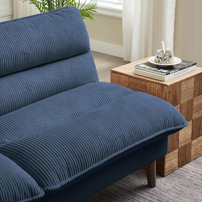 Futon Sofa Bed 72 Convertible Futon Couch with 3-Level Adjustble Backrest Modern Loveseat Couch Folding Recliner Sleeper Sofa for Small Spaces Living Room Apartment Guest Room Blue