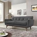 Modway Engage Mid-Century Modern Upholstered Fabric Loveseat in Gray