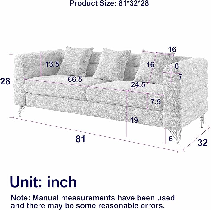 Black Sofa Set Living Room Furniture Sets Comfy Couch and Loveseat Teddy Boucle Fluffy Tufted 3 Seater Cloud Couch Sets for Bedroom Office juegos de muebles de sala Modern Soft Cushioned&amp Golden